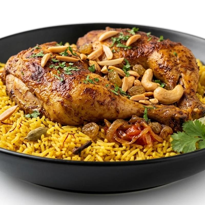 Charcoal Chicken on Bashawar or Bukhari Rice